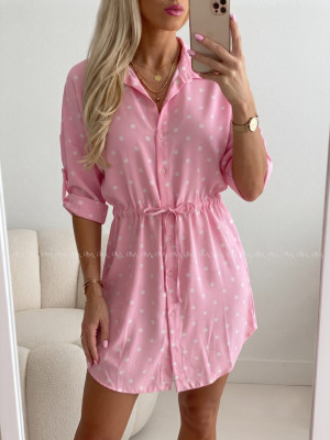 Košeľové šaty balerina s bodkami baby pink AB 124