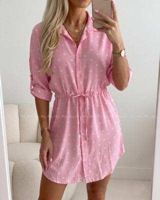 Košeľové šaty balerina s bodkami baby pink AB 124