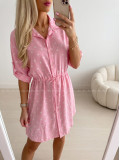Košeľové šaty balerina s bodkami baby pink AB 124 Košeľové šaty balerina s bodkami baby pink AB 124
