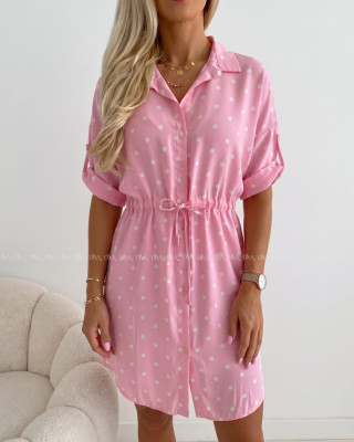 Košeľové šaty balerina s bodkami baby pink AB 124