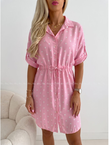 Košeľové šaty balerina s bodkami baby pink AB 124 Košeľové šaty balerina s bodkami baby pink AB 124