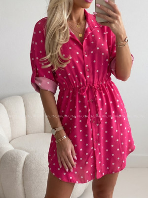 Košeľové šaty balerina s bodkami fuchsia AB 124