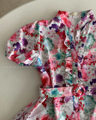 Ľahké kvetované šaty pink flowers AB 509
