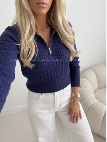 Osmičkový svetrík so zipsom navy blue AB 532 Osmičkový svetrík so zipsom navy blue AB 532