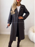 Eko koženkový trench coat čokoládový AB 543 Eko koženkový trench coat čokoládový AB 543