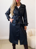 Eko koženkový trench coat čierny AB 543