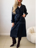Eko koženkový trench coat čierny AB 543