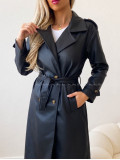 Eko koženkový trench coat čierny AB 543