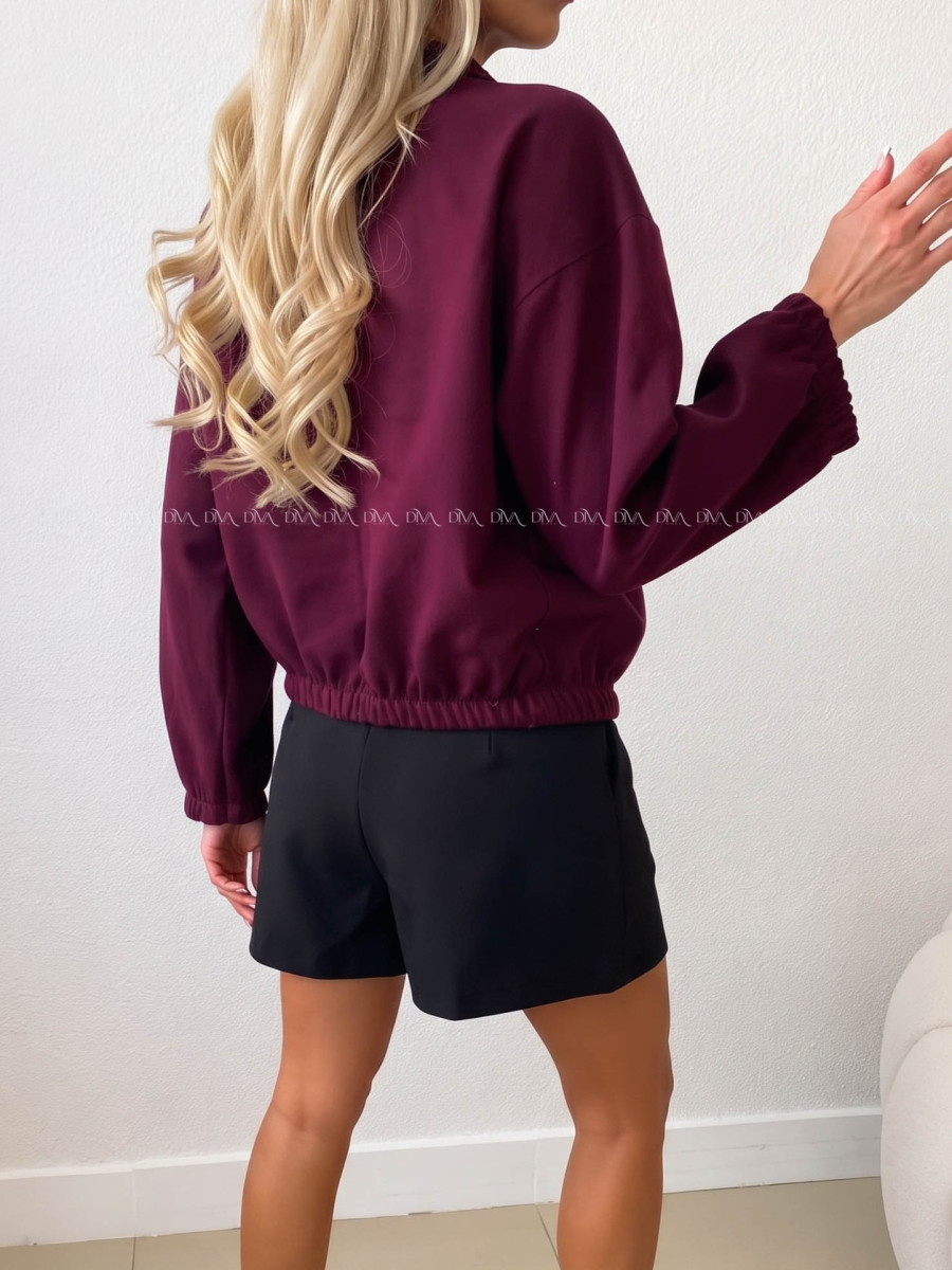 Flaušová bunda s dvojradovým zapínaním burgundy AB 556