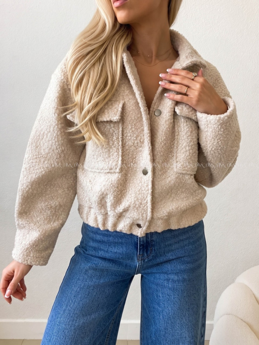 Teddy bomber bunda ecru AB 553 Teddy bomber bunda ecru AB 553