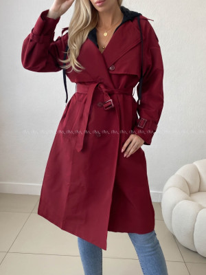 Burgundy prechodný trenchcoat AB 91