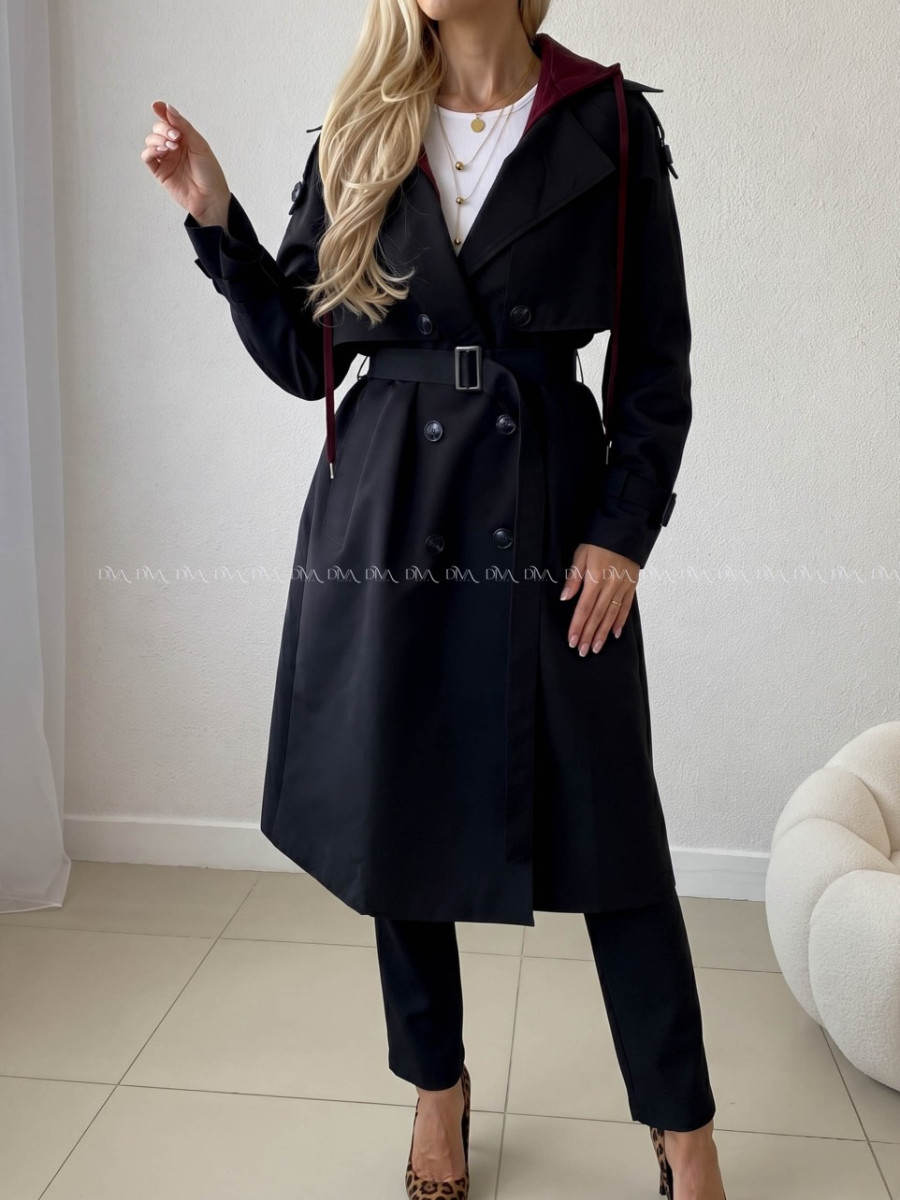 Čierny prechodný trenchcoat AB 91 Čierny prechodný trenchcoat AB 91