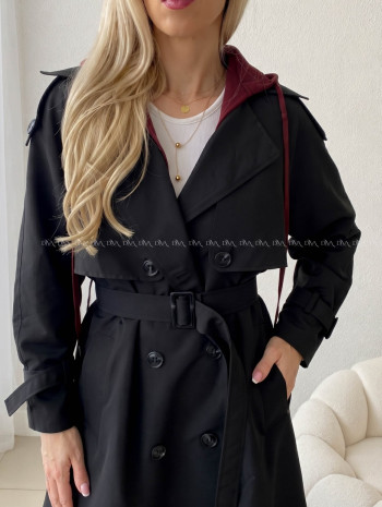 Čierny prechodný trenchcoat AB 91 Čierny prechodný trenchcoat AB 91