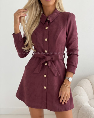 Jelenicové šaty s gombíkmi burgundy AB 707