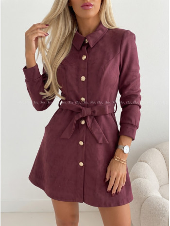 Jelenicové šaty s gombíkmi burgundy AB 707