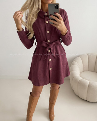 Jelenicové šaty s gombíkmi burgundy AB 707