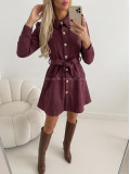 Jelenicové šaty s gombíkmi burgundy AB 707 Jelenicové šaty s gombíkmi burgundy AB 707