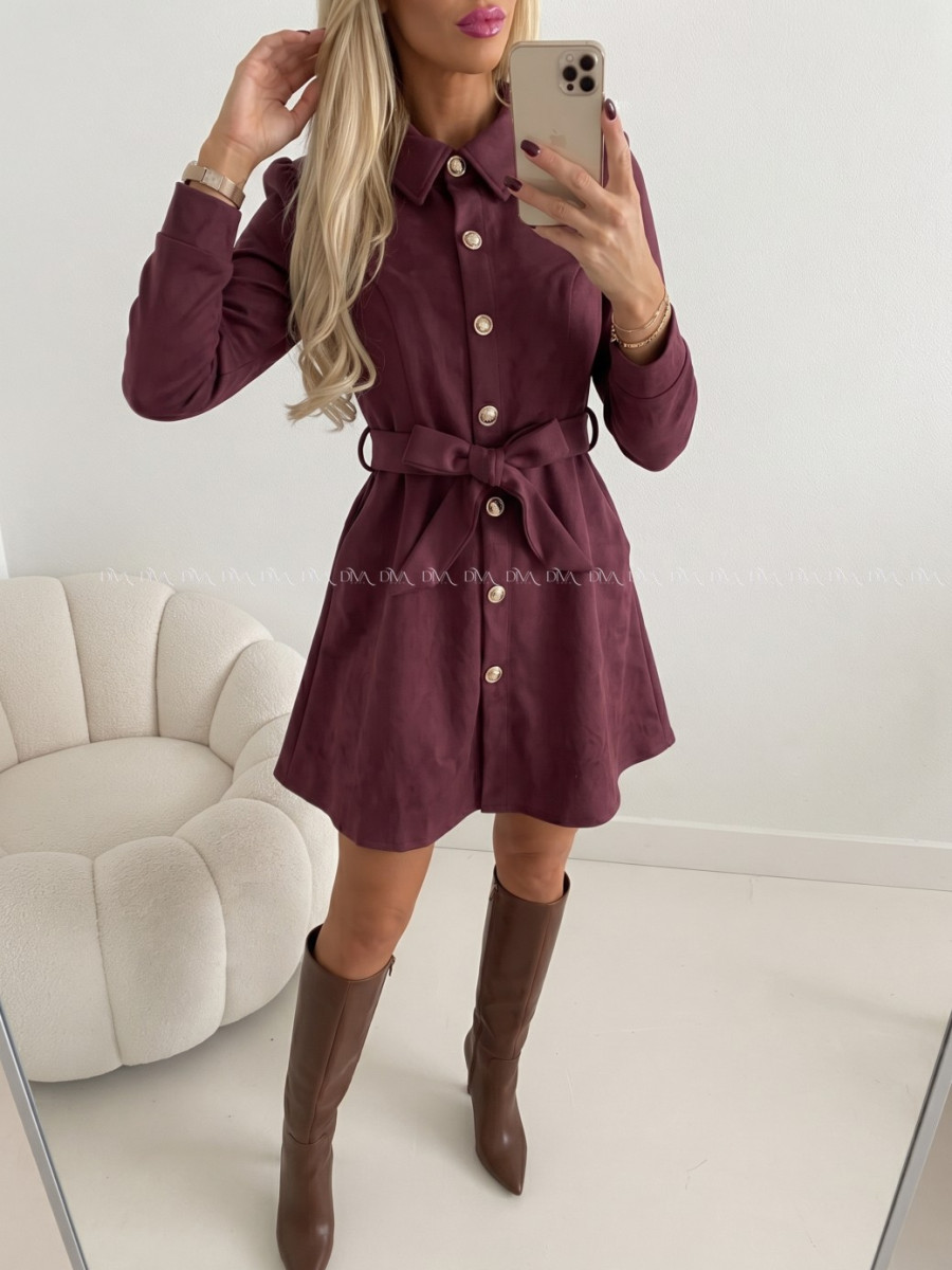 Jelenicové šaty s gombíkmi burgundy AB 707 Jelenicové šaty s gombíkmi burgundy AB 707