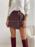 Koženkový skort s gombíkmi burgundy AB 701