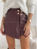 Koženkový skort s gombíkmi burgundy AB 701