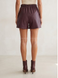 Koženkový skort s gombíkmi burgundy AB 701