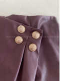 Koženkový skort s gombíkmi burgundy AB 701
