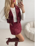 Jelenicová vesta so strapcami burgundy AB 708 Jelenicová vesta so strapcami burgundy AB 708