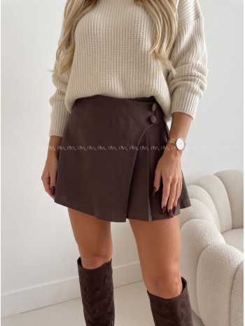 Skort so skladmi čokoládový AB 702