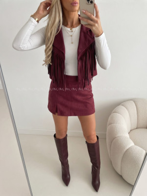 Jelenicová vesta so strapcami burgundy AB 708