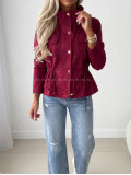 Semišová bunda so sťahovaním v páse burgundy AB 233 Semišová bunda so sťahovaním v páse burgundy AB 233