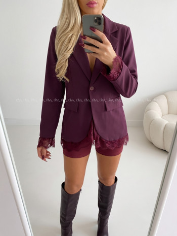 Sako s krajkou burgundy AB 811