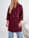 Boucle midi prechodný kabát burgundy AB 809