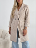 Boucle midi prechodný kabát béžový AB 809