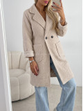 Boucle midi prechodný kabát béžový AB 809