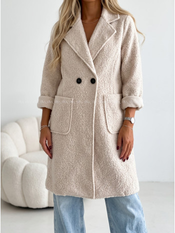 Boucle midi prechodný kabát béžový AB 809