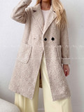Boucle midi prechodný kabát béžový AB 809