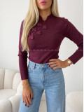 Úpletový top so zdobením burgundy AB 817 Úpletový top so zdobením burgundy AB 817