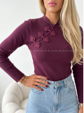 Úpletový top so zdobením burgundy AB 817 Úpletový top so zdobením burgundy AB 817