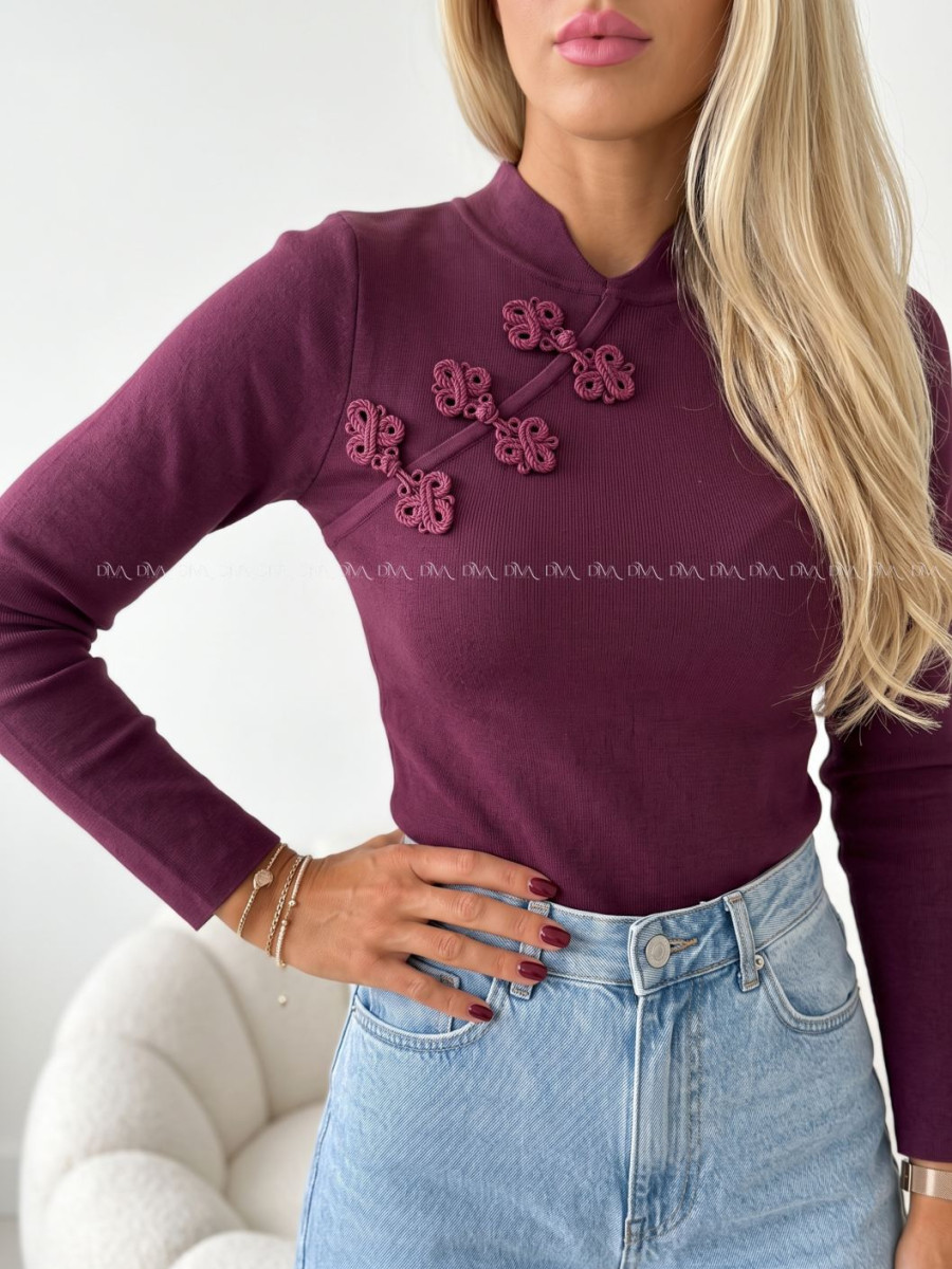 Úpletový top so zdobením burgundy AB 817 Úpletový top so zdobením burgundy AB 817