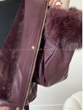 Oversize zateplená koženka s kožušinou burgundy AB 830