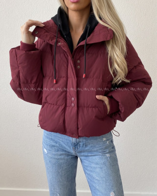 Zimná oversize bunda burgundy AB 811