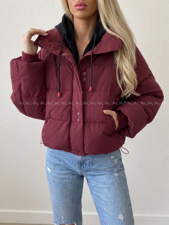 Zimná oversize bunda burgundy AB 811