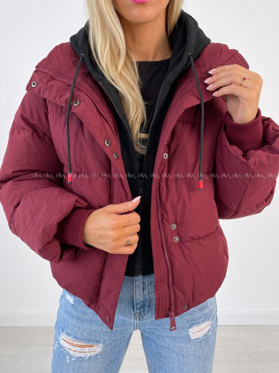 Zimná oversize bunda burgundy AB 811