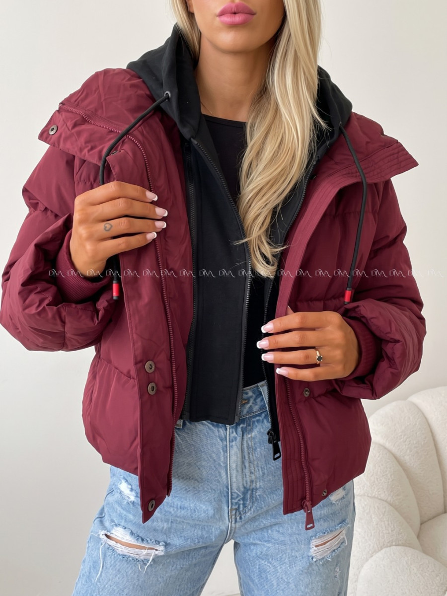 Zimná oversize bunda burgundy AB 811