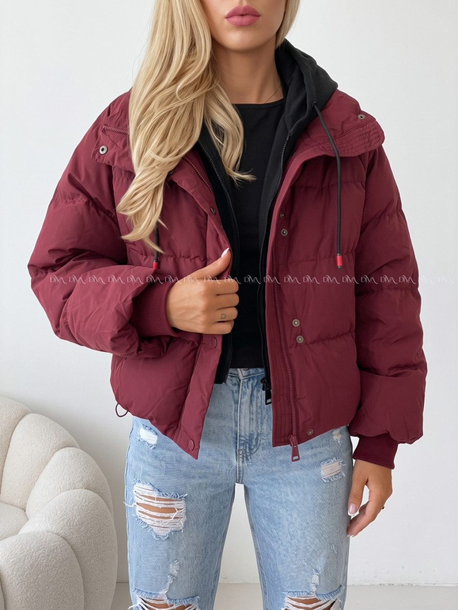 Zimná oversize bunda burgundy AB 811
