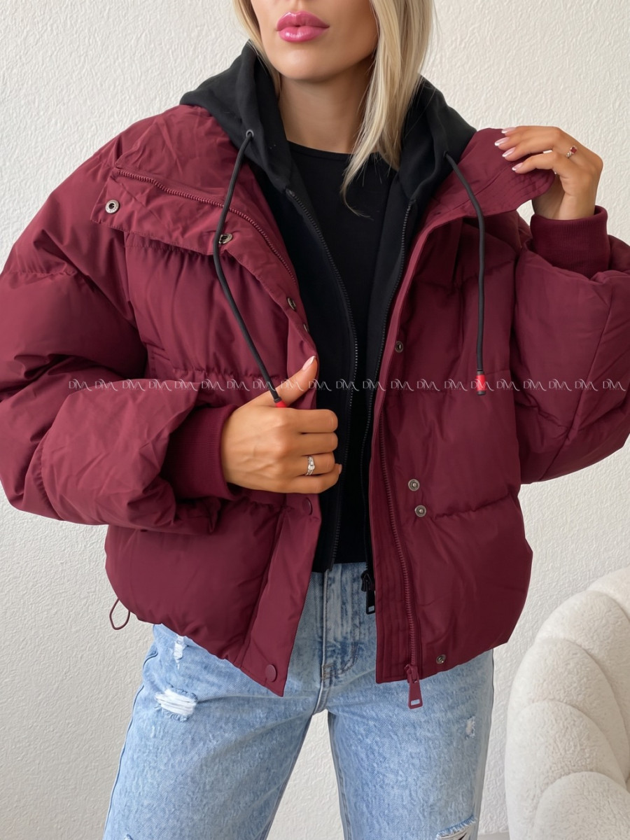 Zimná oversize bunda burgundy AB 811