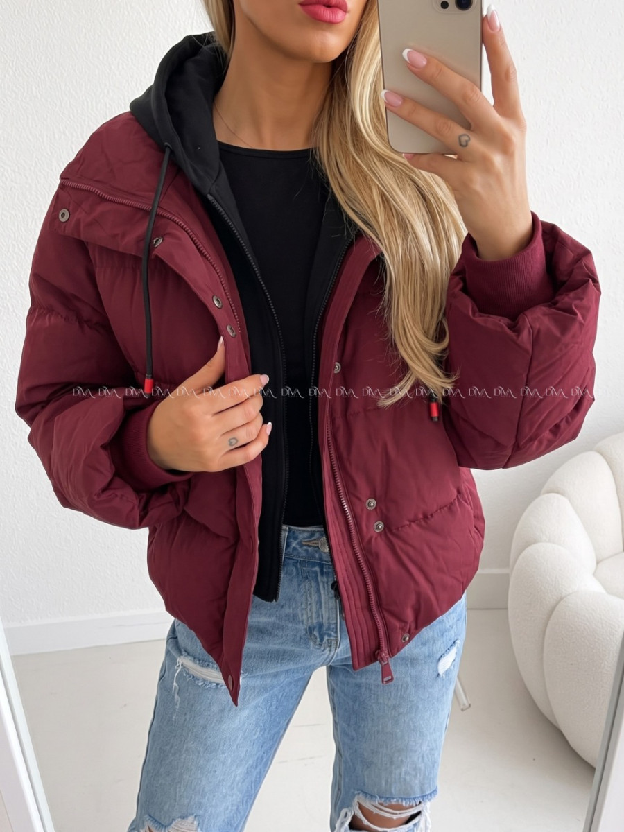 Zimná oversize bunda burgundy AB 811