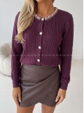 Rebrovaný svetrík s kamienkami burgundy AB 830 Rebrovaný svetrík s kamienkami burgundy AB 830