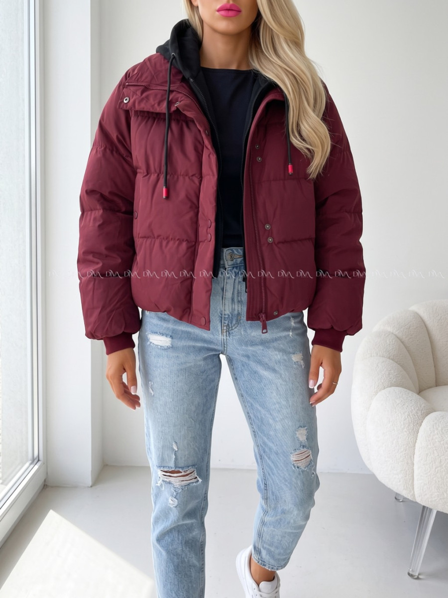 Zimná oversize bunda burgundy AB 811