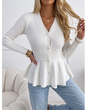 Peplum úpletový svetrík biely AB 544